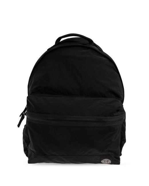 Stone Island Black Backpack With Logo Patch for men