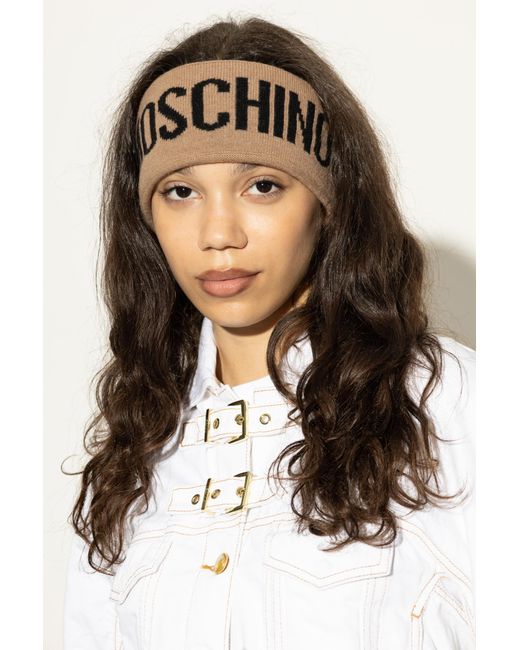 Moschino Brown Headband With Logo