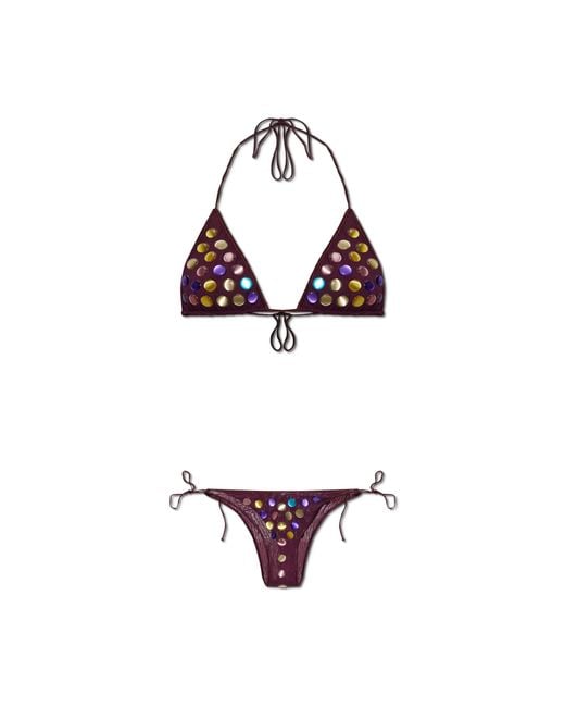 Oseree White Two-Piece Swimsuit With Appliqués