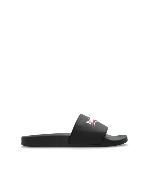 Balenciaga Black Slides With Logo for men