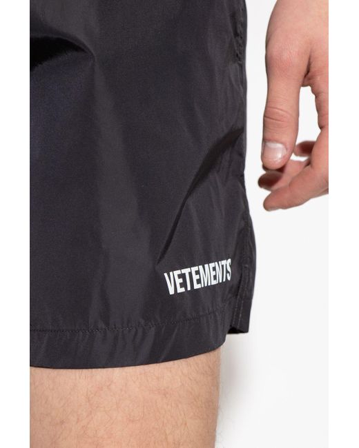 Vetements Swim Shorts Swith Logo in Blue for Men | Lyst