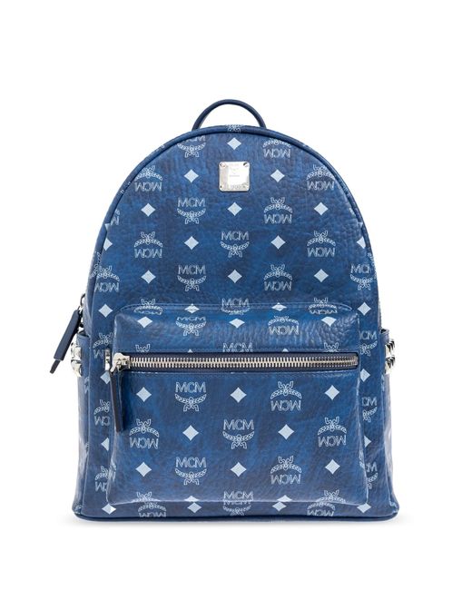 MCM Blue Backpack With Logo for men