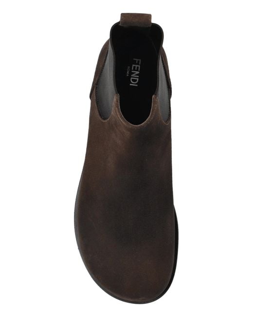 Fendi Black Suede Ankle Boots 'Ff Squared' for men