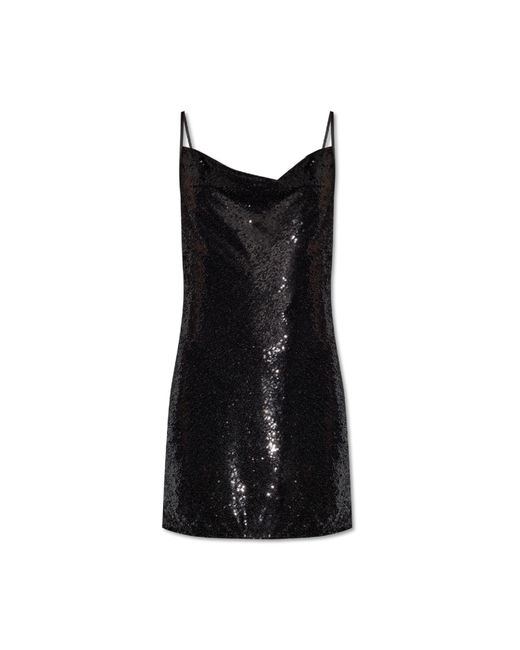 AllSaints Black Haddie Cowl-neck Sequinned Mini Slip Dress