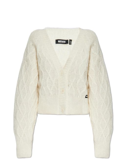 ROTATE BIRGER CHRISTENSEN White Cardigan With Logo Patch