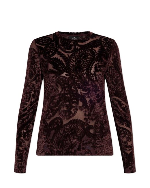 Etro Purple Top With A Velvet Pattern