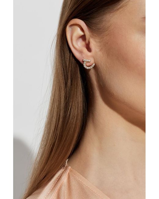 Ferragamo Metallic Earrings With Shimmering Crystals