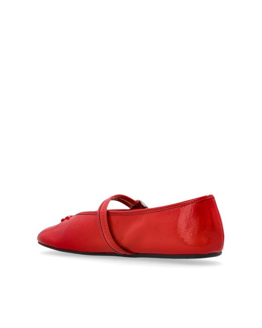 COACH Red Ballet Flats With Logo-Shaped Applique