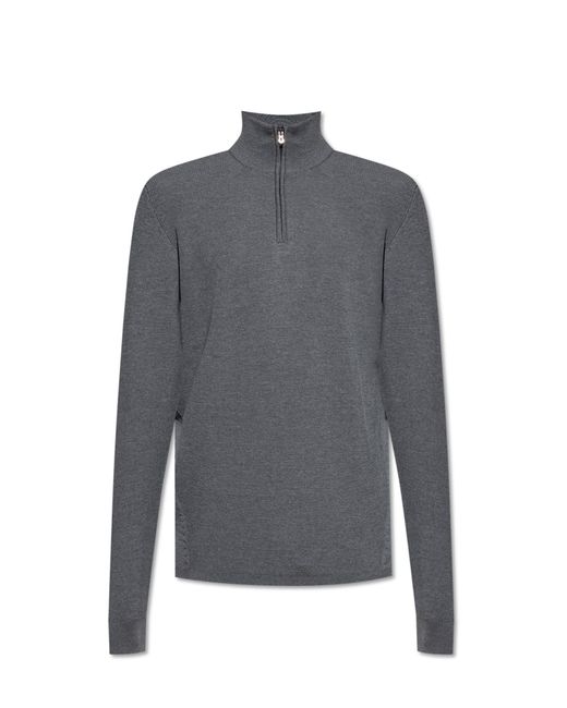 Sease Gray Wool Sweater With Stand-Up Collar for men