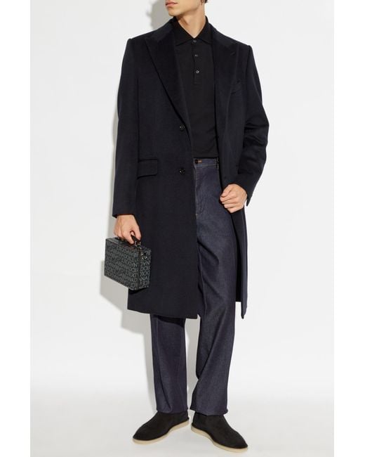 Dolce & Gabbana Blue Cashmere Coat for men