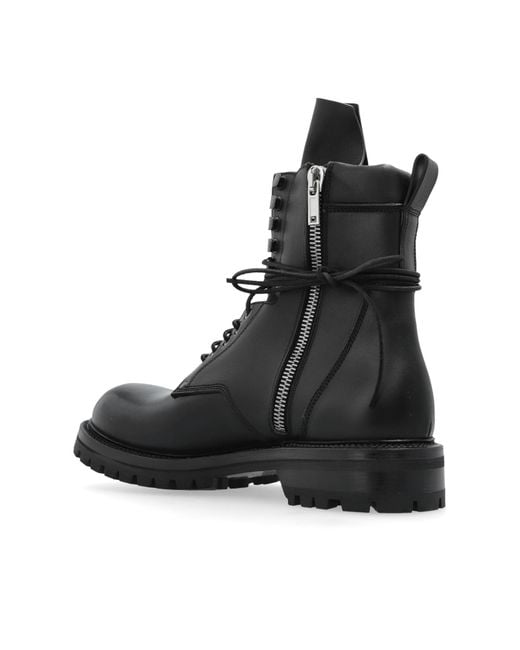 Rick Owens Black Leather Shoes Army Low for men