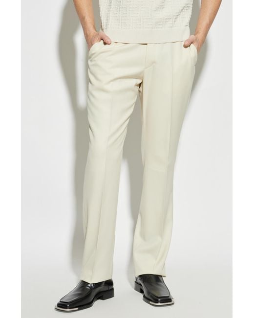 Fendi White Wool Trousers With Crease for men