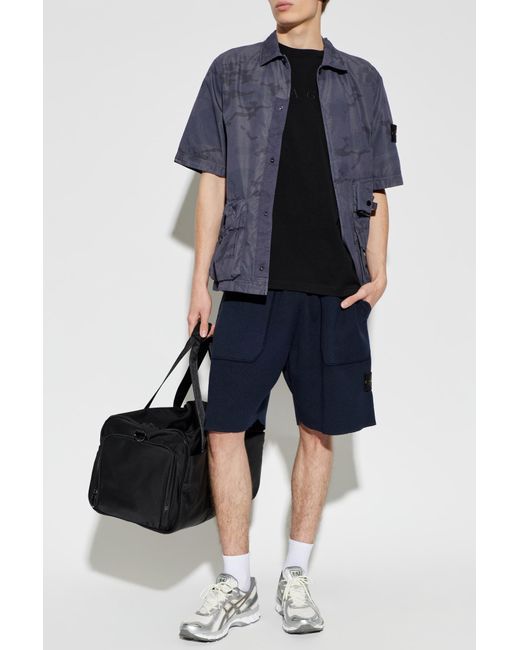 Stone Island Blue Shorts With Logo Patch for men