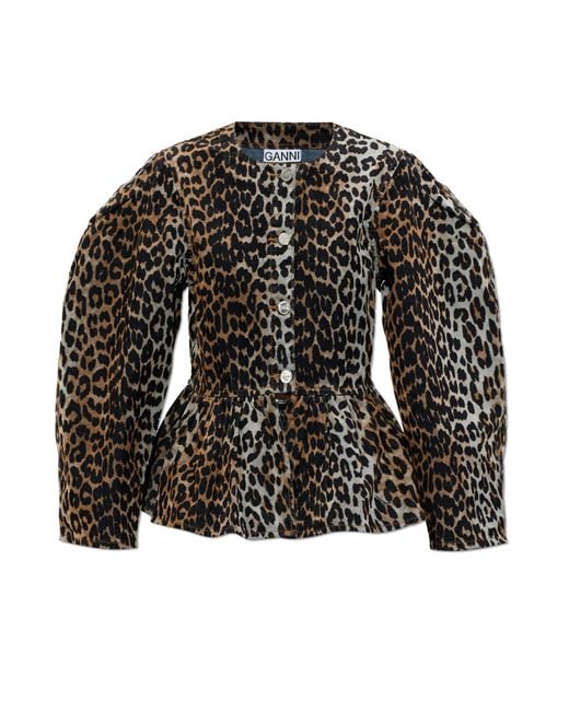 Ganni Black Shirt With Animal Motif
