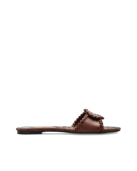 Burberry Brown 'Crest' Slides