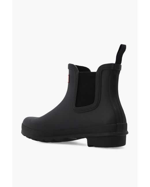 HUNTER Rubber 'original Chelsea' Rain Boots in Black | Lyst