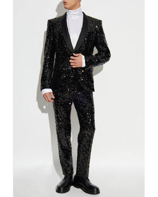 Dolce & Gabbana Black Sequin Blazer for men