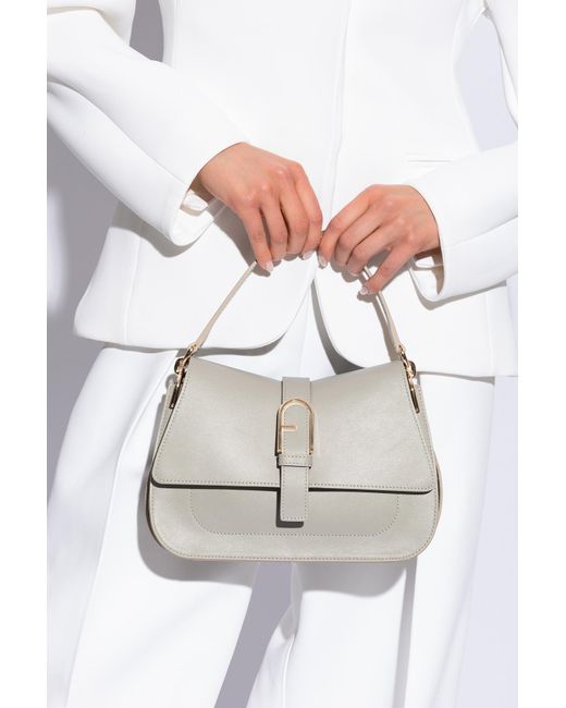 Furla White 'flow Medium' Shoulder Bag ,