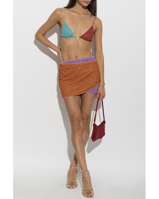 Oseree Brown Short Skirt With Lurex Thread