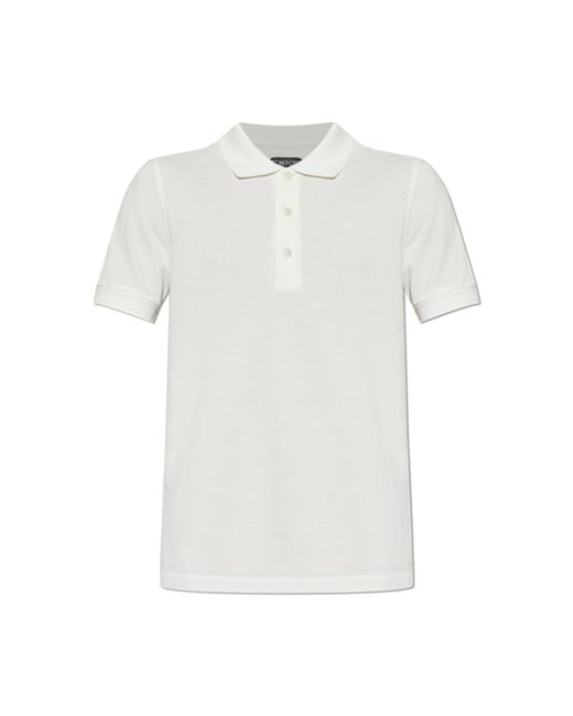 Tom Ford White Short-Sleeve Polo for men