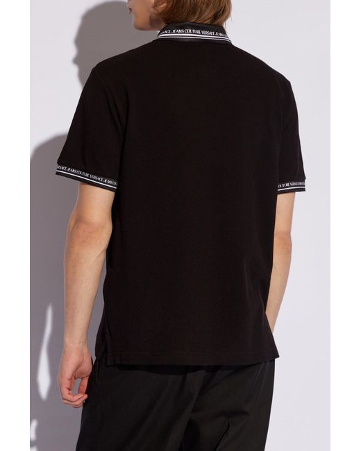 Versace Black Polo Shirt With Logo for men