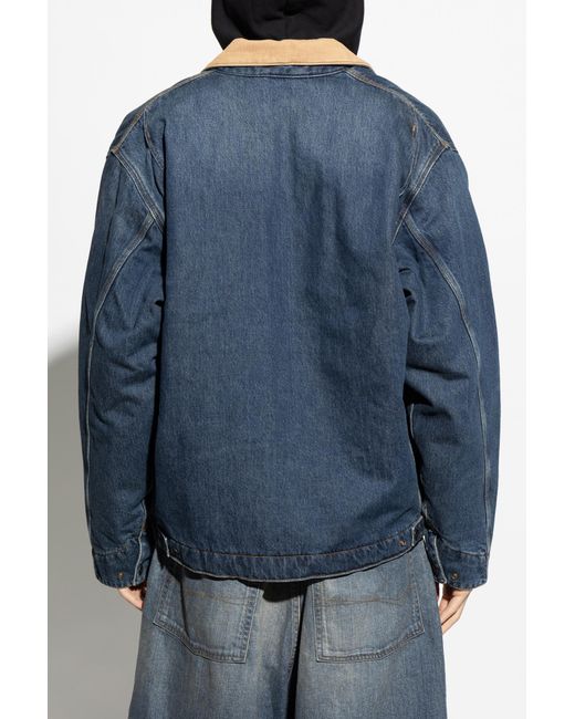 Carhartt Blue Insulated Denim Jacket With Corduroy Collar for men