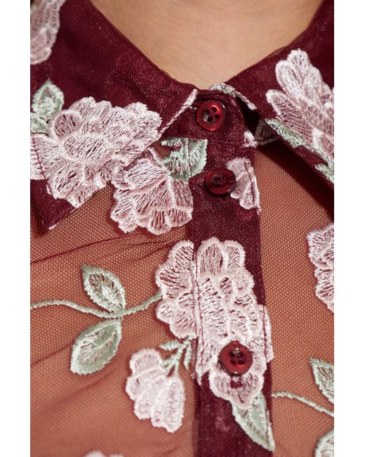 ROTATE BIRGER CHRISTENSEN Red Shirt With Floral Motif