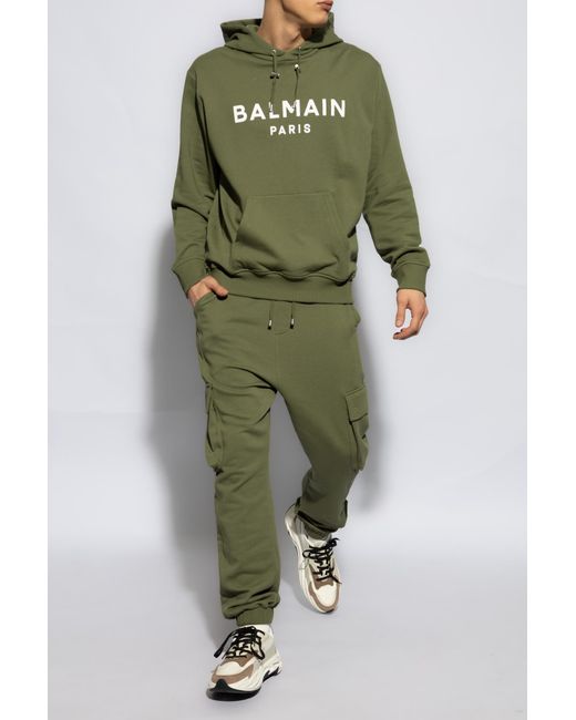 Balmain Green Hooded Sweatshirt for men