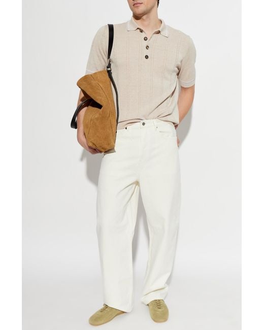 Eleventy Natural Polo Shirt With Decorative Knit for men
