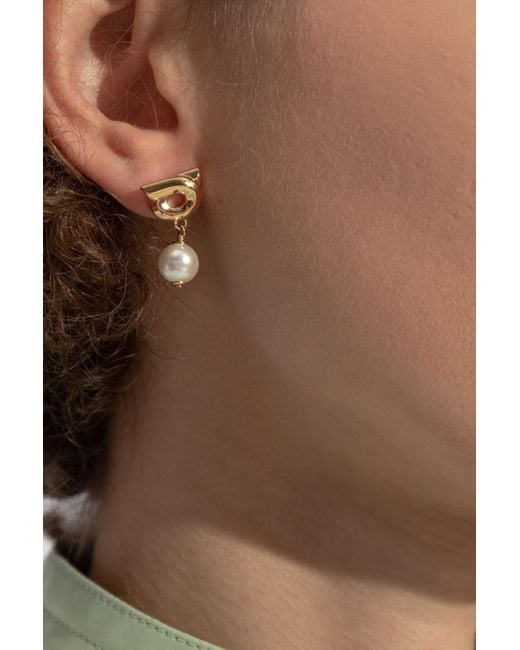 Ferragamo White Earrings With Logo