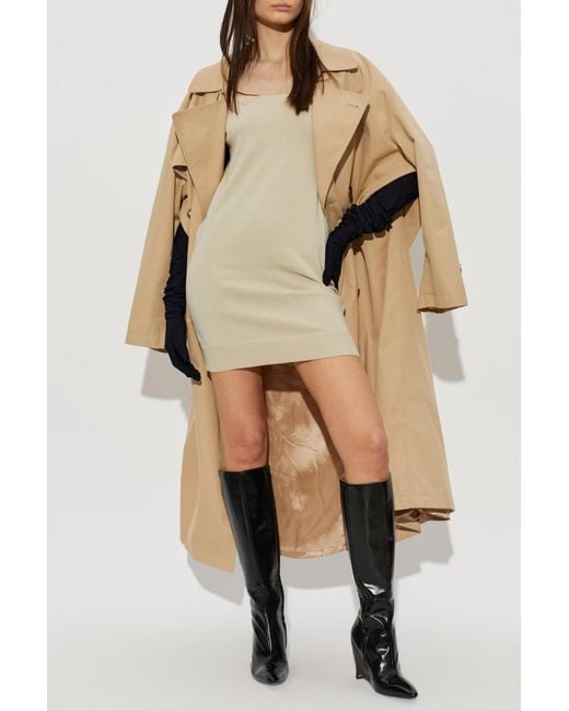MM6 by Maison Margiela Natural Trench Coat With Decorative Tie