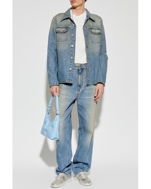 MM6 by Maison Margiela Blue Denim Jacket With 'Vintage' Effect for men
