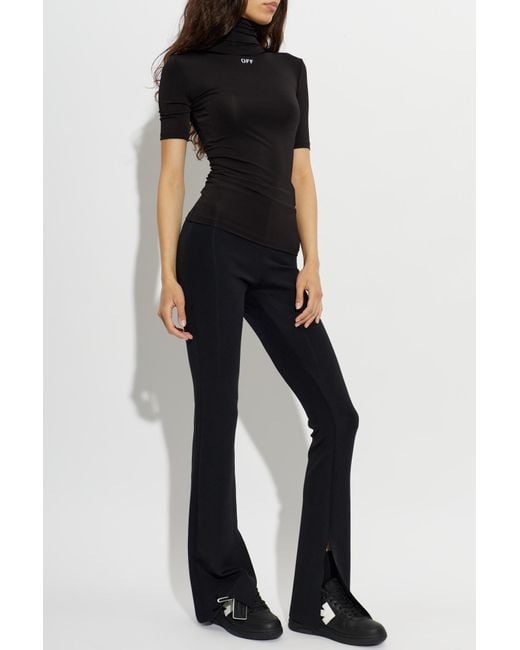 Off-White c/o Virgil Abloh Black Fitted Top With Stand-Up Collar