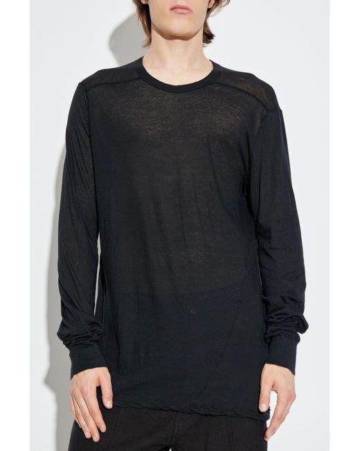 Rick Owens Black Leather Jacket With Pockets for men