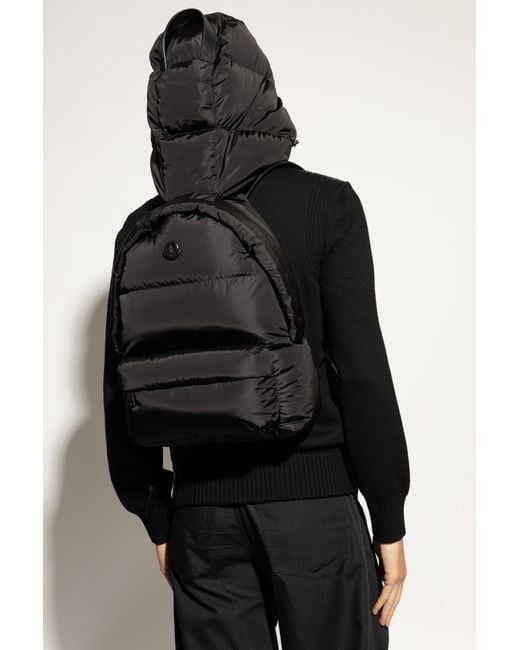 Moncler Black Backpack With Logo Patch for men
