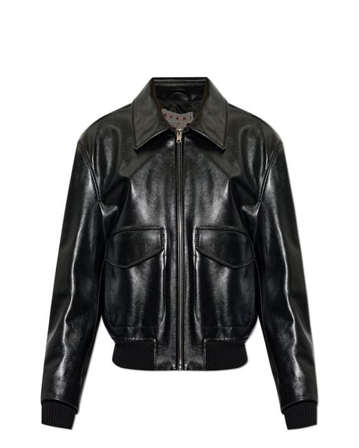 Marni Black Leather Jacket for men