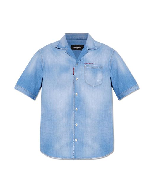 DSquared² Blue Denim Shirt With Short Sleeves, for men
