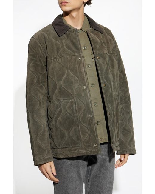 AllSaints Green Suede Jacket Dakota for men