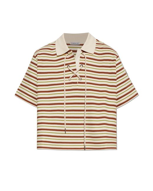 Moncler Natural Short Polo With Logo
