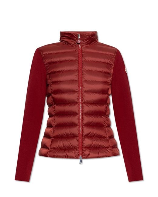 Moncler Red Cardigan With Down Insert