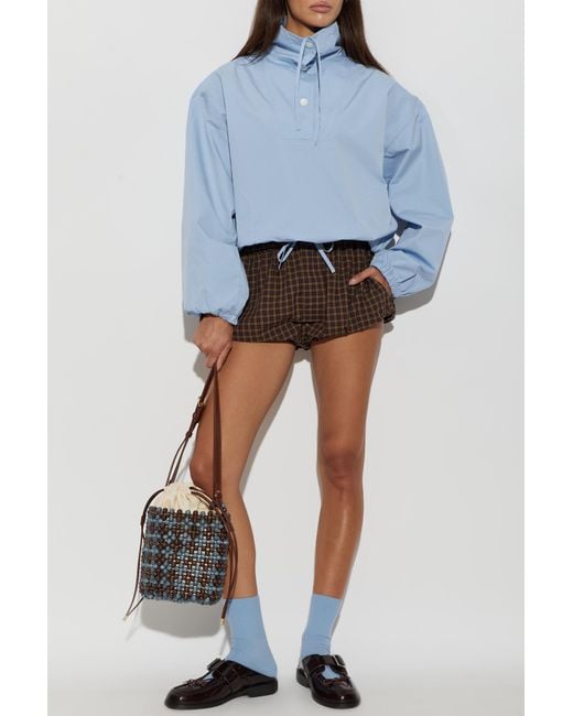 Marni Brown Cotton Check Shorts
