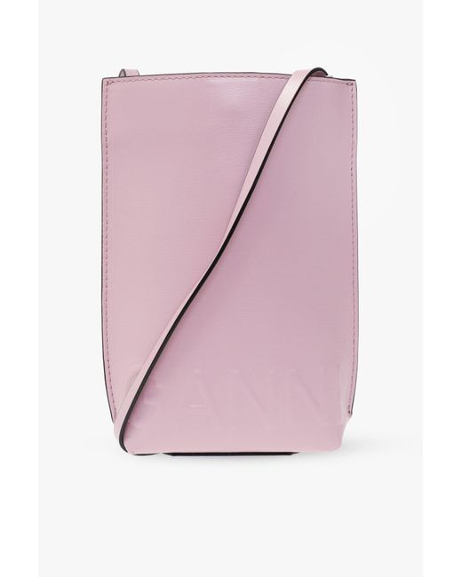 Ganni 'banner Small' Shoulder Bag in Pink | Lyst