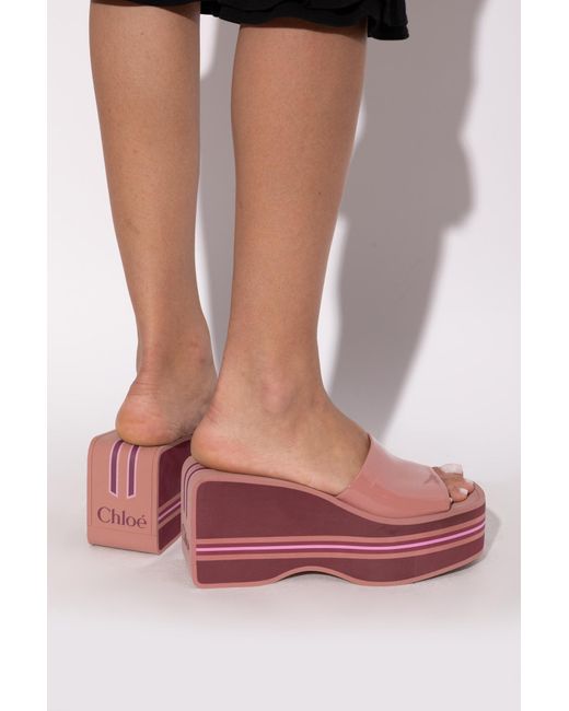 Chloé Red Wedge Sandals "Swimming Cool"
