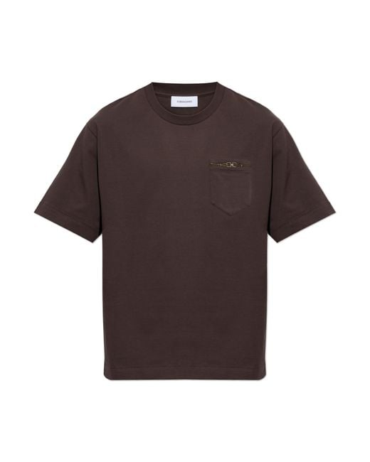 Ferragamo Brown T-Shirt With Pocket for men