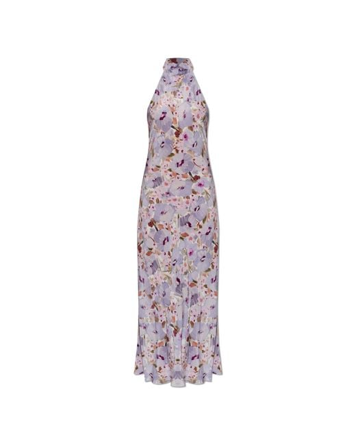Balmain Multicolor Silk Dress With Floral Motif