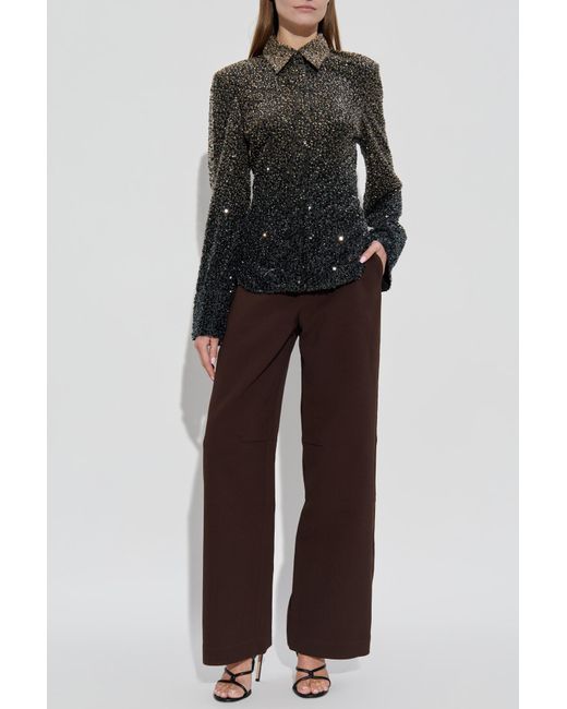 ROTATE BIRGER CHRISTENSEN Brown Straight-Leg Trousers