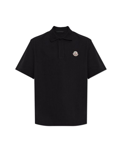 Moncler Black Polo With Logo Patch for men