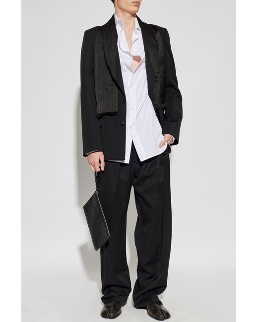 Maison Margiela Black Wool Trousers With Pleats for men