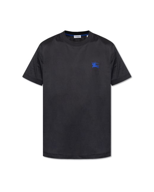 Burberry Black T-Shirt With Embroidered Logo for men