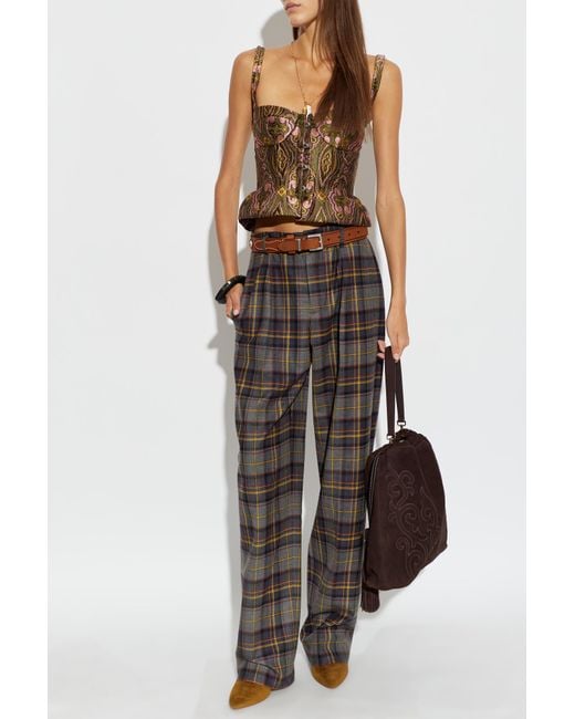Etro Brown Fitted Patterned Top